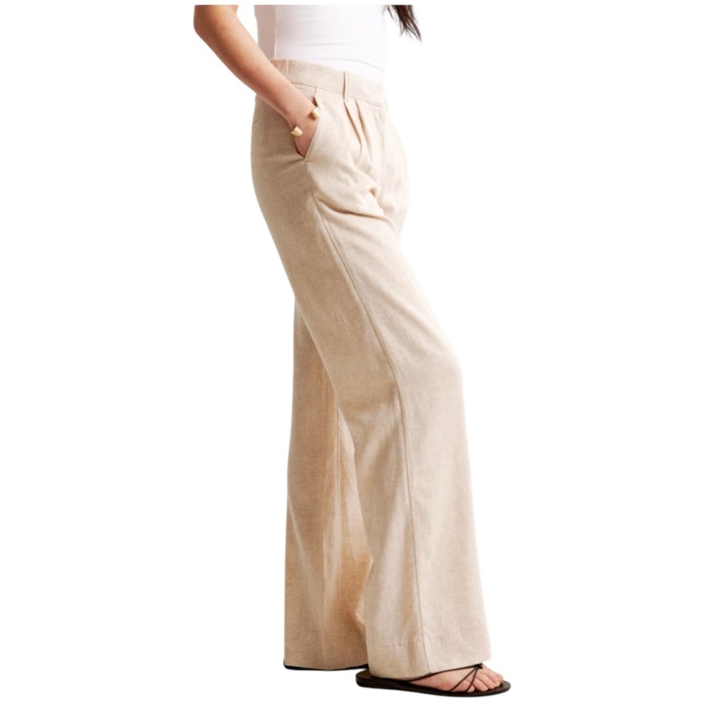 NWT Abercrombie & Fitch A&F Sloane Low Rise Tailored Linen-Blend Pant 32/14L - Picture 3 of 11
